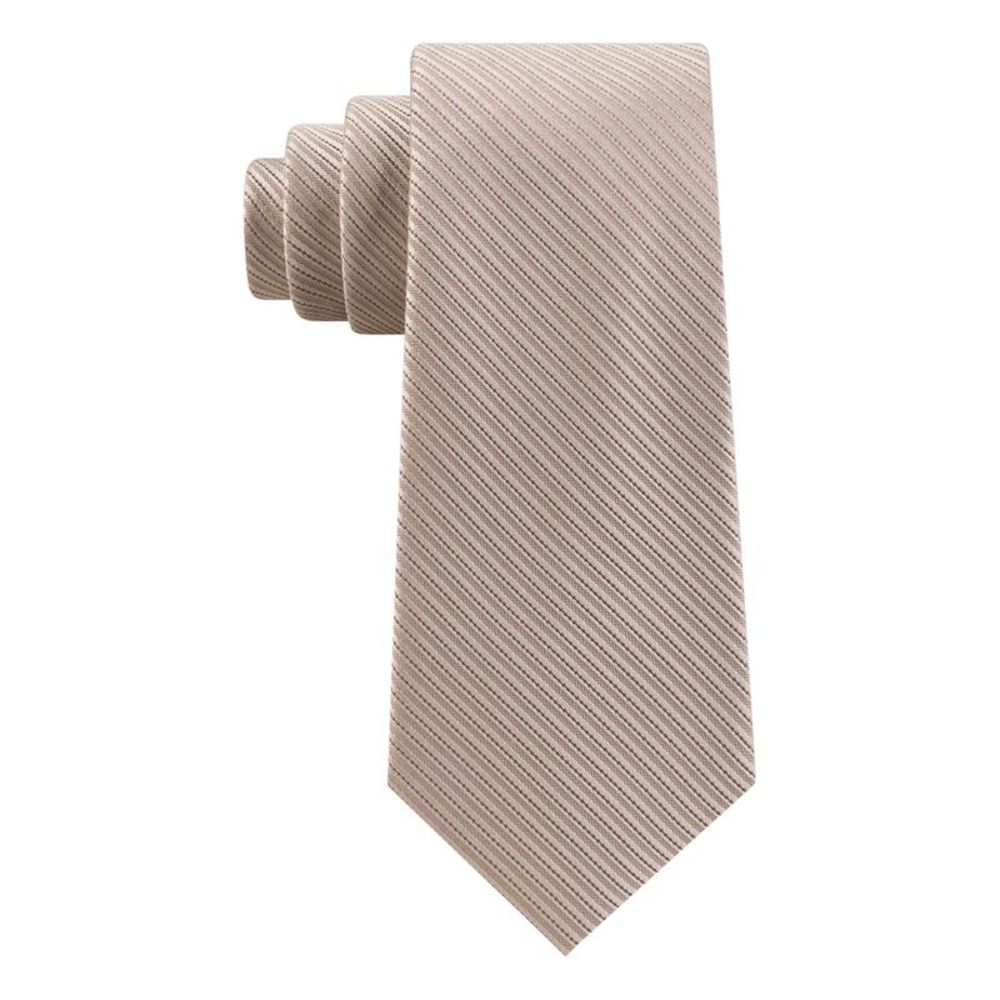 MICHAEL KORS Mens Beige Thin Stitched Tailored Stripe WOVEN Classic Neck Tie
